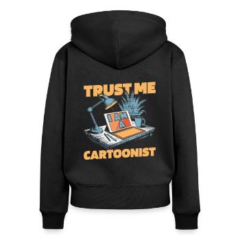 Dessinateur - Sweat à capuche zippé Premium bio Femme - noir - Dos - Julia (174cm)