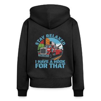 Abschleppdienst Abschlepper - Frauen Premium Bio Zip Hoodie - Schwarz - Hinten - Julia (174cm)