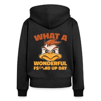 Ente Fucked Up Day - Frauen Premium Bio Zip Hoodie - Schwarz - Hinten - Julia (174cm)
