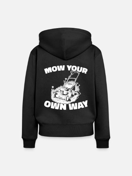 Rasenmäher Mähen - Frauen Premium Bio Zip Hoodie - Schwarz