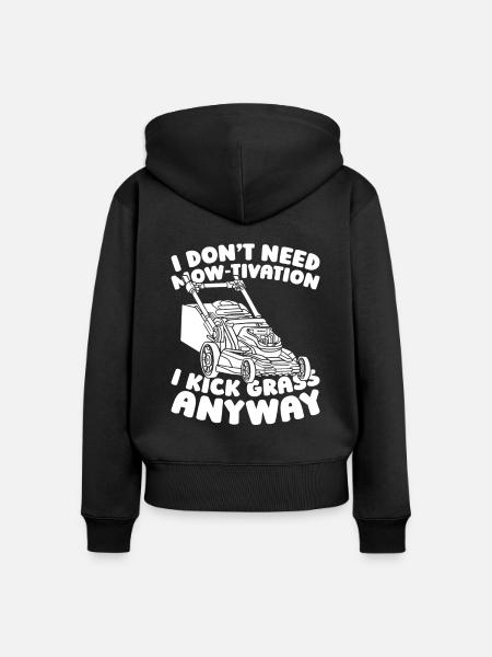 Rasenmäher Mähen - Frauen Premium Bio Zip Hoodie - Schwarz