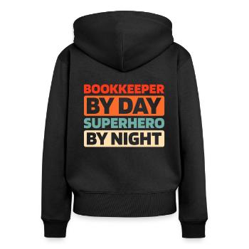 Buchhalter - Frauen Premium Bio Zip Hoodie - Schwarz - Hinten - Julia (174cm)