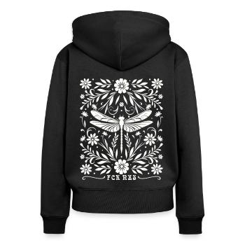Subtiles Antifaschistisches FCK NZS Frauen - Frauen Premium Bio Zip Hoodie - Schwarz - Hinten - Julia (174cm)