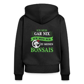 Bonsai Baum Bonsaibaum Japanische Pflanzen - Frauen Premium Bio Zip Hoodie - Schwarz - Hinten - Julia (174cm)