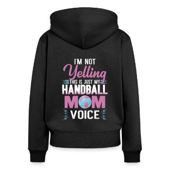 Handball Mama Voice Handballfan Handballspieler - Frauen Premium Bio Zip Hoodie - Schwarz - Hinten - Julia (174cm)