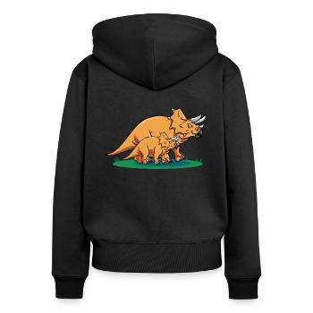 Dinosaurier Triceratops Lustiger Dino - Frauen Premium Bio Zip Hoodie - Schwarz - Hinten - Julia (174cm)
