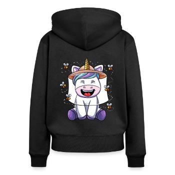 Honigbiene Einhorn Honig Imker - Frauen Premium Bio Zip Hoodie - Schwarz - Hinten - Julia (174cm)
