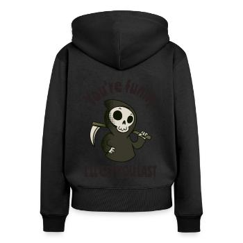 Drôle Grim Reaper Squelette Costume d’Halloween - Sweat à capuche zippé Premium bio Femme - noir - Dos - Julia (174cm)