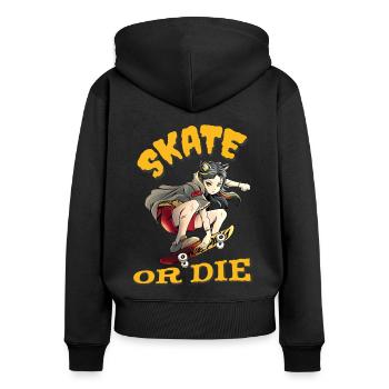 Skate oder stirb Skateboarder Anime Mädchen - Frauen Premium Bio Zip Hoodie - Schwarz - Hinten - Julia (174cm)