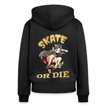 Skate oder stirb Skateboarder Anime Mädchen - Frauen Premium Bio Zip Hoodie - Schwarz - Hinten - Julia (174cm)
