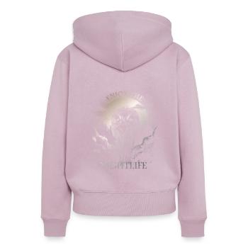 Enjoy the Nightlife I Wolf Moon - Frauen Premium Bio Zip Hoodie - Altrosa - Hinten - Julia (174cm)