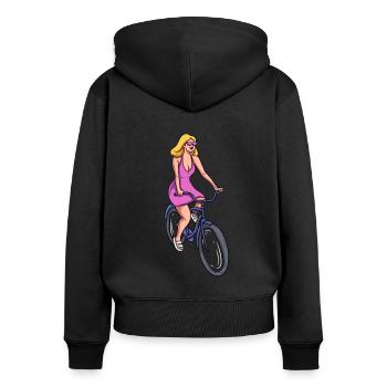 Cyclisme féminin - Sweat à capuche zippé Premium bio Femme - noir - Dos - Julia (174cm)