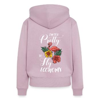 Flamant - Sweat à capuche zippé Premium bio Femme - rose poudré - Dos - Julia (174cm)