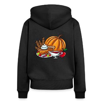 Table des aliments - Sweat à capuche zippé Premium bio Femme - noir - Dos - Julia (174cm)