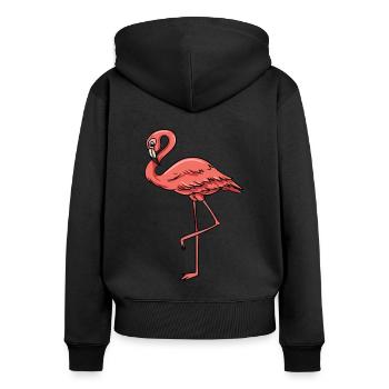 Flamant - Sweat à capuche zippé Premium bio Femme - noir - Dos - Julia (174cm)