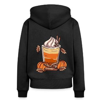 Pumpkin Spice Latte - Women's Premium Organic Zip Hoodie - black - Back - Julia (174cm)
