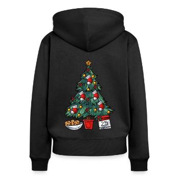 Weihnachtsbaum - Frauen Premium Bio Zip Hoodie - Schwarz - Hinten - Julia (174cm)