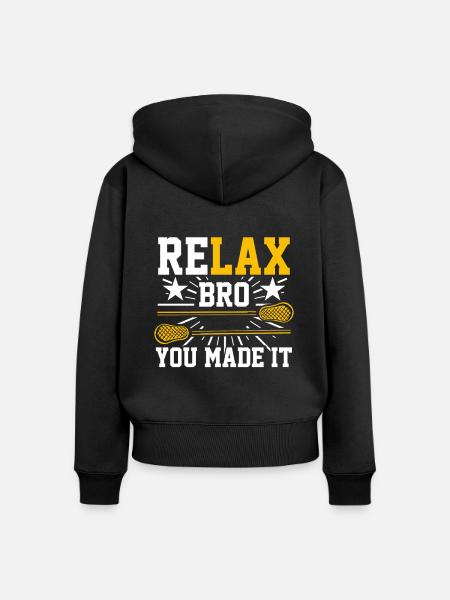 Funny Lacrosse Verteidiger - Frauen Premium Bio Zip Hoodie - Schwarz
