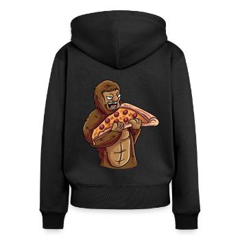 Bigfoot isst Pizza Foodie - Frauen Premium Bio Zip Hoodie - Schwarz - Hinten - Julia (174cm)