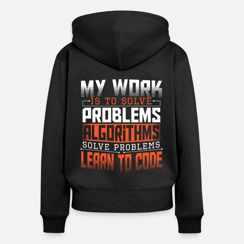 HTML Computer Engineer Hacker - Women's Premium Organic Zip Hoodie - black