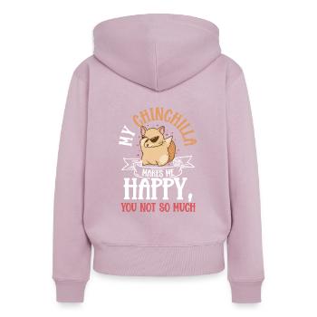 Chinchilla Zoologie - Frauen Premium Bio Zip Hoodie - Altrosa - Hinten - Julia (174cm)