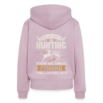 und Jagd Bogenjagd Angeln Geweih - Frauen Premium Bio Zip Hoodie - Altrosa - Hinten - Julia (174cm)