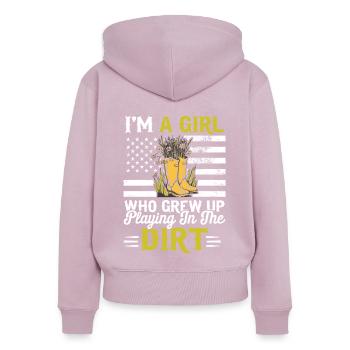 Amateurs de musique folklorique du Sud-Ouest - Sweat à capuche zippé Premium bio Femme - rose poudré - Dos - Julia (174cm)