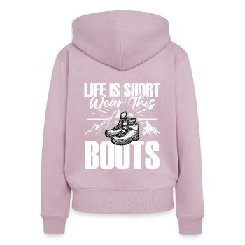 Wandern Wanderschuhe Wanderung - Frauen Premium Bio Zip Hoodie - Altrosa - Hinten - Julia (174cm)