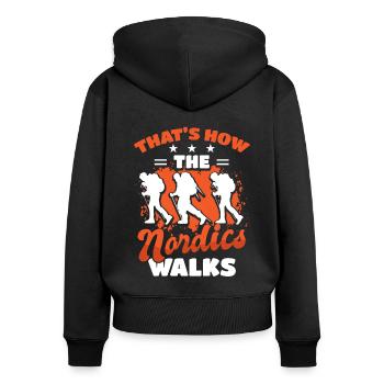Marche nordique - Sweat à capuche zippé Premium bio Femme - noir - Dos - Julia (174cm)
