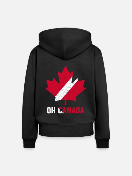 Ach Kanada - Frauen Premium Bio Zip Hoodie - Schwarz