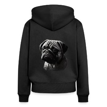 Mops-schablonen-design Weiß Und Schwarz - Frauen Premium Bio Zip Hoodie - Schwarz - Hinten - Julia (174cm)