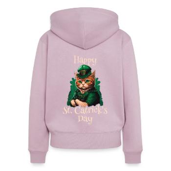 Happy St. Catrick's Day Patty - Frauen Premium Bio Zip Hoodie - Altrosa - Hinten - Julia (174cm)