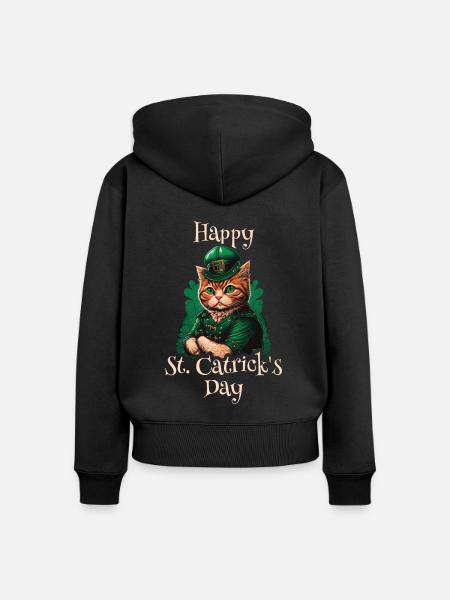 Happy St. Catrick's Day Patty - Frauen Premium Bio Zip Hoodie - Schwarz