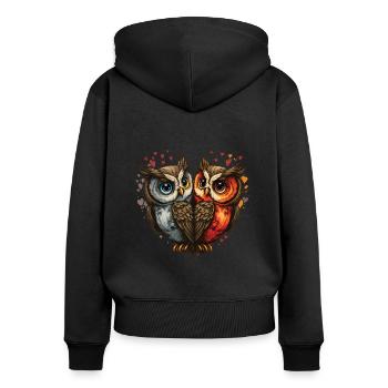 Owl Heart Valentine's Day - Women's Premium Organic Zip Hoodie - black - Back - Julia (174cm)
