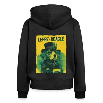 Lepre-Beagle Dog St. Patty - Frauen Premium Bio Zip Hoodie - Schwarz - Hinten - Julia (174cm)