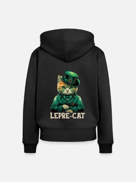 Lepre-Cat St. Patty - Frauen Premium Bio Zip Hoodie - Schwarz
