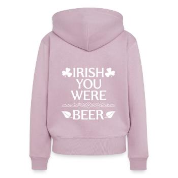 Irish you were Beer - St. Patty - Women's Premium Organic Zip Hoodie - dusky pink - Back - Julia (174cm)