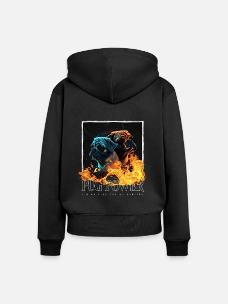 Mops Portrait - Frauen Premium Bio Zip Hoodie - Schwarz