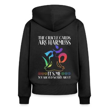 Reiki Spiritueller - Frauen Premium Bio Zip Hoodie - Schwarz - Hinten - Julia (174cm)