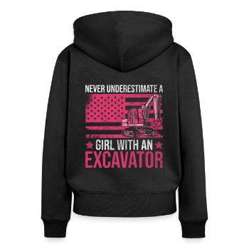 Bagger Mädchen Frau Baggerfahrer - Sweat à capuche zippé Premium bio Femme - noir - Dos - Julia (174cm)