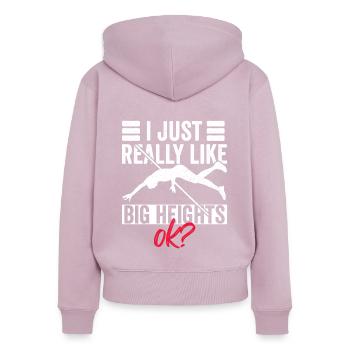 Stabhochspringer Stabhochsprung Stabhochspringen - Frauen Premium Bio Zip Hoodie - Altrosa - Hinten - Julia (174cm)
