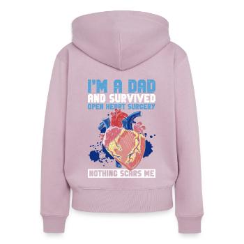 Herzoperation Herz OP Papa - Frauen Premium Bio Zip Hoodie - Altrosa - Hinten - Julia (174cm)