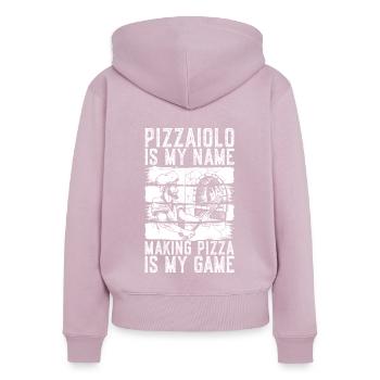 Pizza Backen Pizzabäcke Pizzaproduktion Pizza - Frauen Premium Bio Zip Hoodie - Altrosa - Hinten - Julia (174cm)