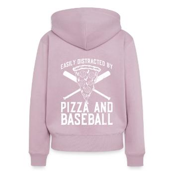 Pizzabäcker, Der Baseball Und Pizza Liebt - Frauen Premium Bio Zip Hoodie - Altrosa - Hinten - Julia (174cm)