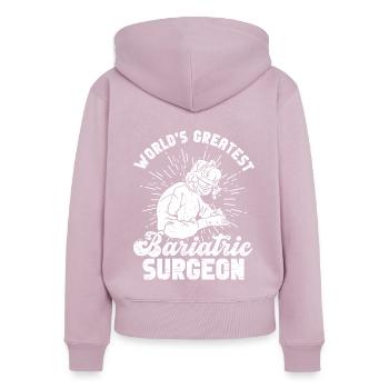 Magenchirurg Und Adipositaschirurgie - Frauen Premium Bio Zip Hoodie - Altrosa - Hinten - Julia (174cm)
