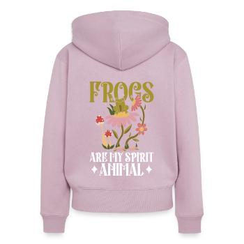 Frösche Fangen Frosch Kinder Kröten - Sweat à capuche zippé Premium bio Femme - rose poudré - Dos - Julia (174cm)