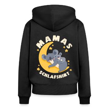 Mamas Schlafshirt, Koala-Mama mit Koala-Baby - Frauen Premium Bio Zip Hoodie - Schwarz - Hinten - Julia (174cm)
