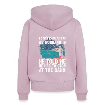 Fliegenfischen-design Für Fliegenfischer-ehefrau - Sweat à capuche zippé Premium bio Femme - rose poudré - Dos - Julia (174cm)