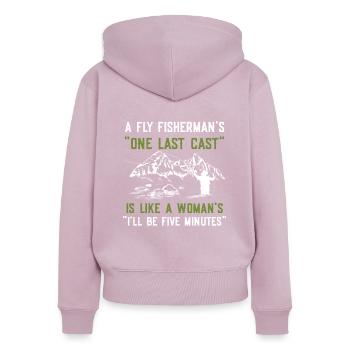 Fliegenfischer-design Für - Sweat à capuche zippé Premium bio Femme - rose poudré - Dos - Julia (174cm)