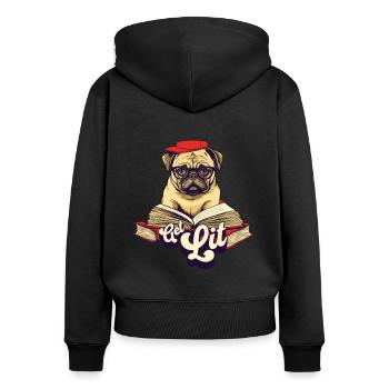 Obtenez Lit Pug - Sweat à capuche zippé Premium bio Femme - noir - Dos - Julia (174cm)